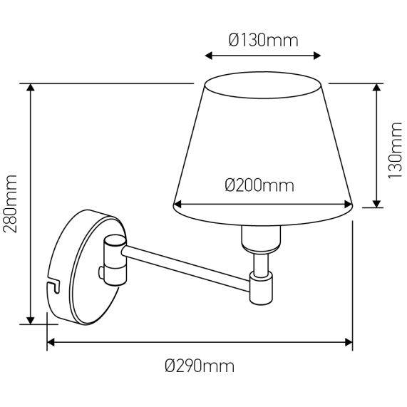 FS EL Applique murale Bras articulée E27 Max.40W Chrome abat-jour PVC Blanc