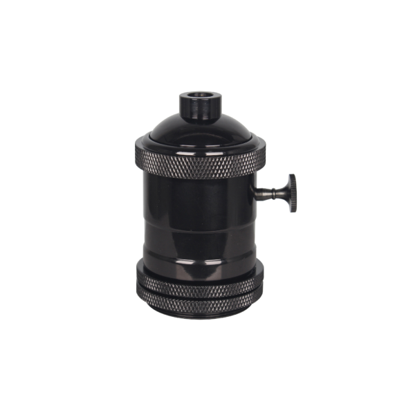 Douille acier E27 noir av db bagues de serrage et interrupteur