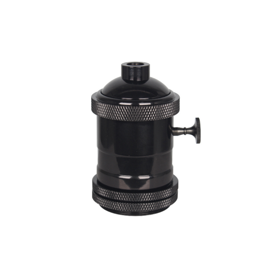 Douille acier E27 noir av db bagues de serrage et interrupteur