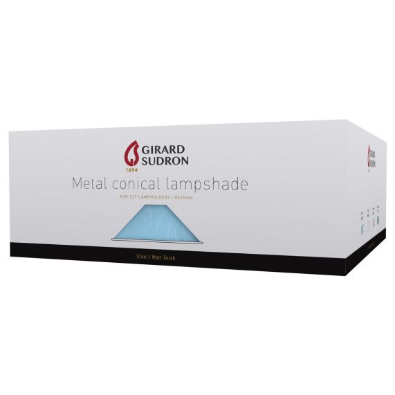 Abat-jour métal conique ø220mm bleu ciel mat