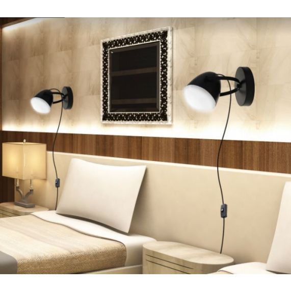 Spot rétro mural / à poser métal peint câb. text. L.120cm bleu outremer mat