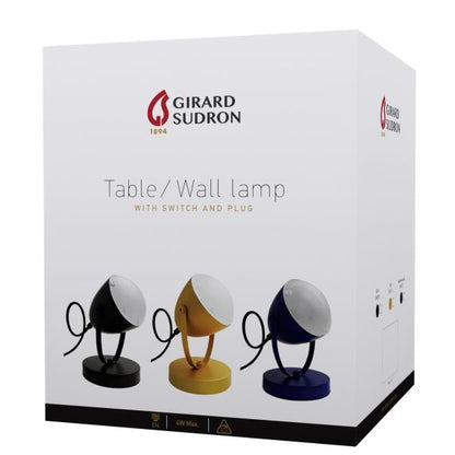 Spot rétro mural / à poser métal peint câb. text. L.120cm bleu outremer mat