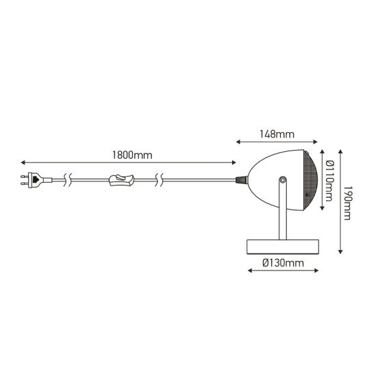 Spot rétro mural / à poser métal peint câb. text. L.120cm or mat