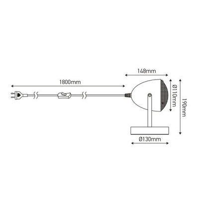 Spot rétro mural / à poser métal peint câb. text. L.120cm or mat