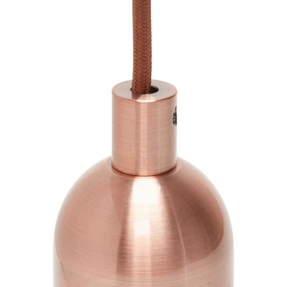 Suspension Douille E40 et Pavillon Métal Cuivre + Câble Textile Marron 2 Mètres