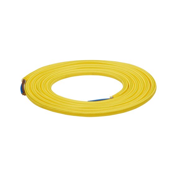 Câble Textile Rond 2x0,75mm2 Double Isolation Jaune 2 Mètres