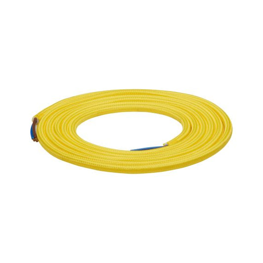 Câble Textile Rond 2x0,75mm2 Double Isolation Jaune 2 Mètres