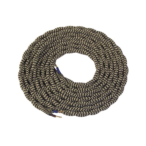 FS cable torsadé écru et noir 2 mètres 2 x 0,75mm2