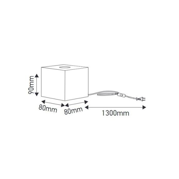 Lampe à poser bois carrée E27,L80xH90mm,1.3m câble+bouton on/off