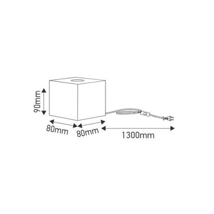 Lampe à poser bois carrée E27,L80xH90mm,1.3m câble+bouton on/off