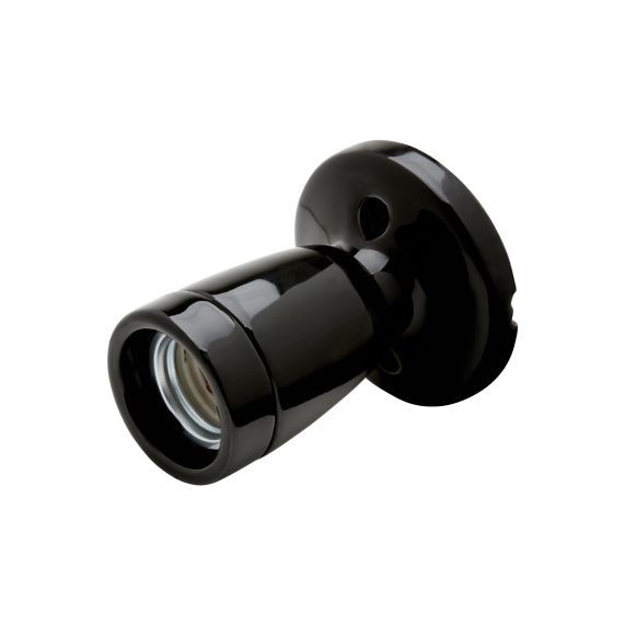 Douille E27 Céramique Sur Patère Noire