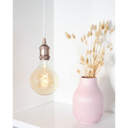 Douille Acier E27 Filetée avec Bague Champagne