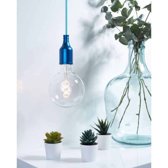 Câble Textile Rond 2x0,75mm2 Double Isolation Cyan 2 Mètres