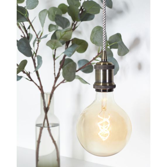 Douille Acier E27 Filetée avec Bague Bronze Rétro