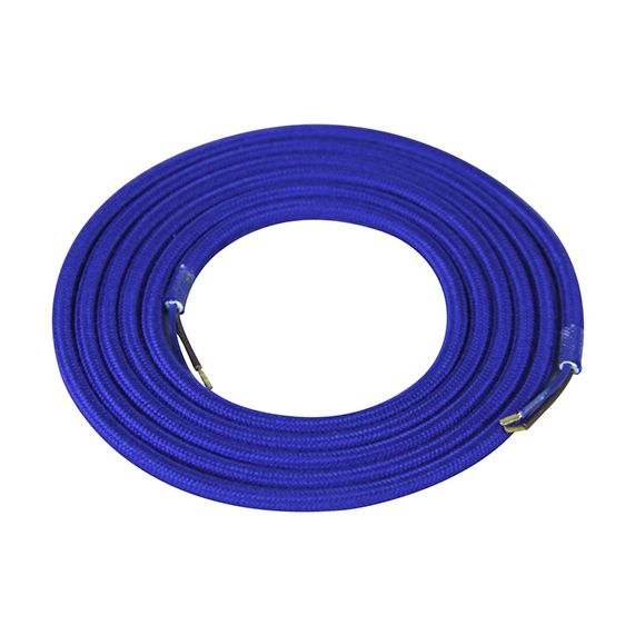 Câble text. coton rond 2 x 0.75mm² L.2m bleu outremer