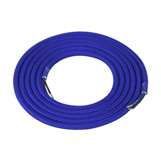 Câble text. coton rond 2 x 0.75mm² L.2m bleu outremer