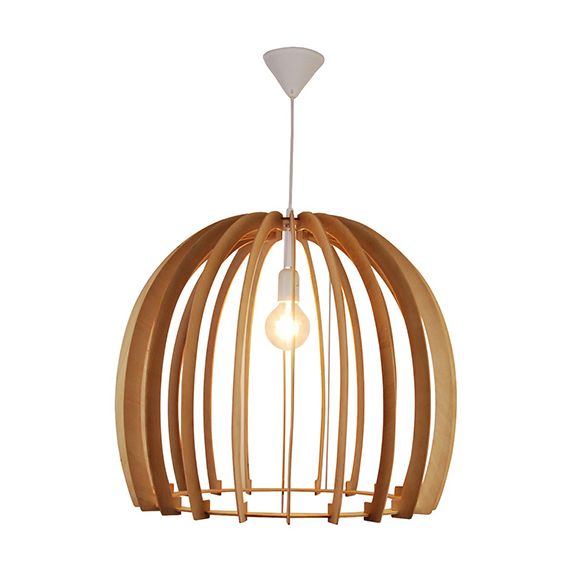 FS EL Suspension E27 Max.40W abat-jour Bois extérieur / intérieur cable PVC L.100cm Blanc