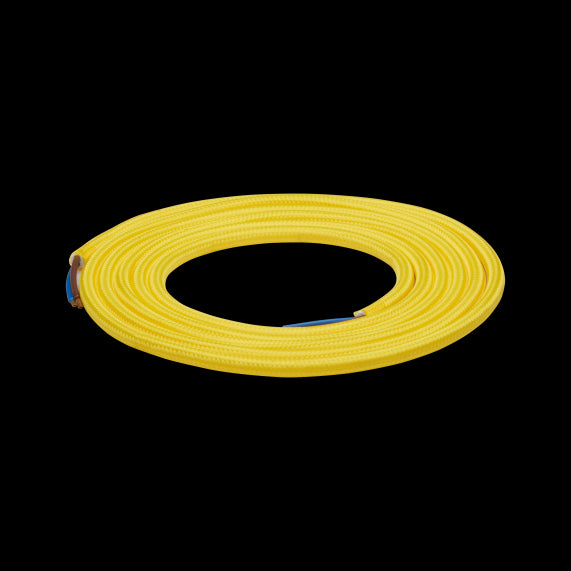 Câble Textile Rond 2x0,75mm2 Double Isolation Jaune 2 Mètres