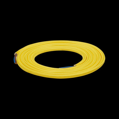 Câble Textile Rond 2x0,75mm2 Double Isolation Jaune 2 Mètres