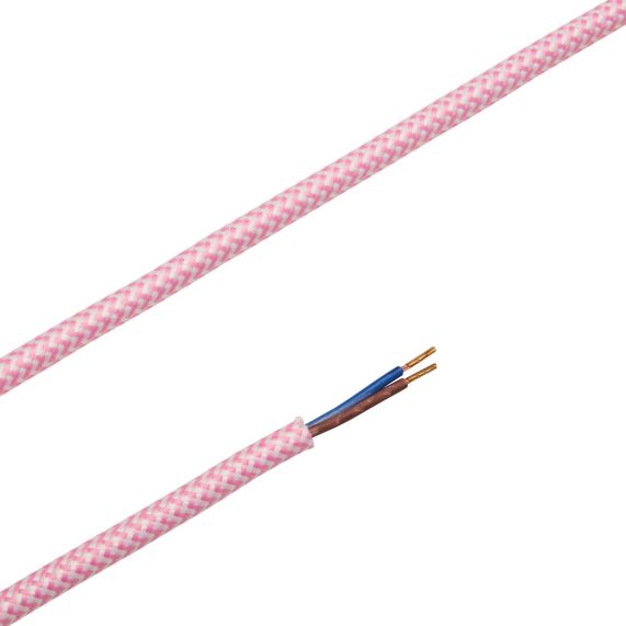 Cable rond chiné rose 2 mètres 2 x 0,75mm2