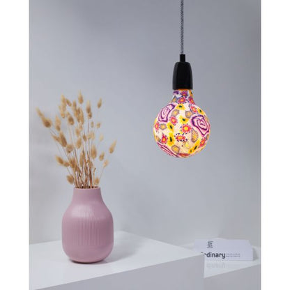 Globe imprimé floral G125, Filament LED, 4W, E27, 2400K, Dim