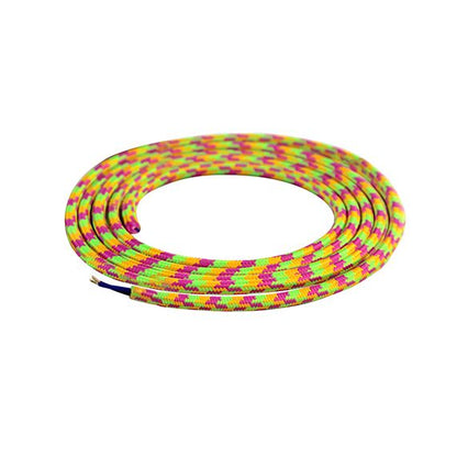 FS Câble Textile Rond 2x0,75mm2 Double Isolation Noir/Bleu/Vert/Rose 2 Mètres