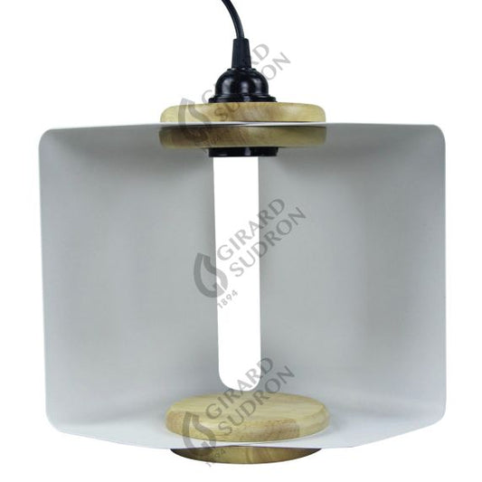 Suspension E27 abat-jour métal pliable av. fiche et inter. L.2m white