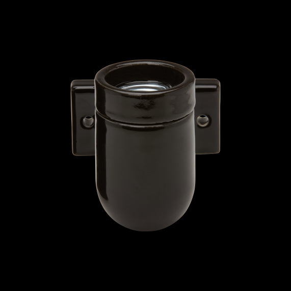 Applique porcelaine E27 av. patte de fixation noir