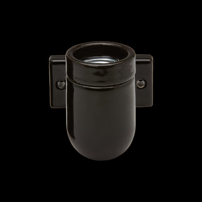 Applique porcelaine E27 av. patte de fixation noir