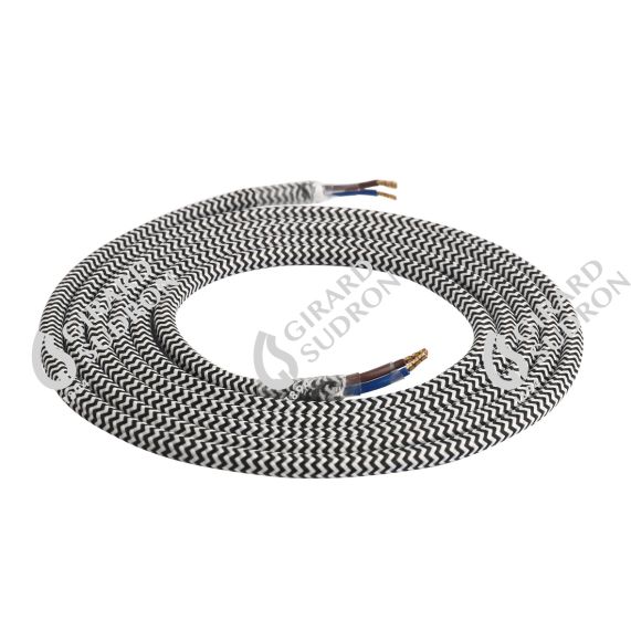 Câble électrique textile rond noir blanc 2x0,75mm L2M double isolation