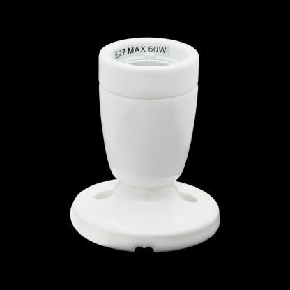 Douille E27 Céramique Sur Patère Blanche