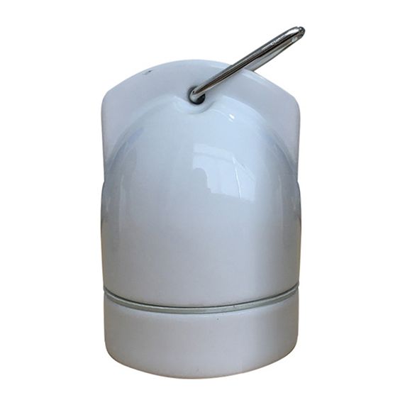 Douille E27 porcelaine av. crochet ø46mm H.70mm blanc