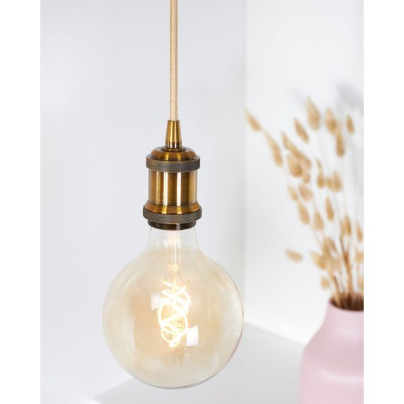 Douille Acier E27 Filetée avec Bague Or Rétro