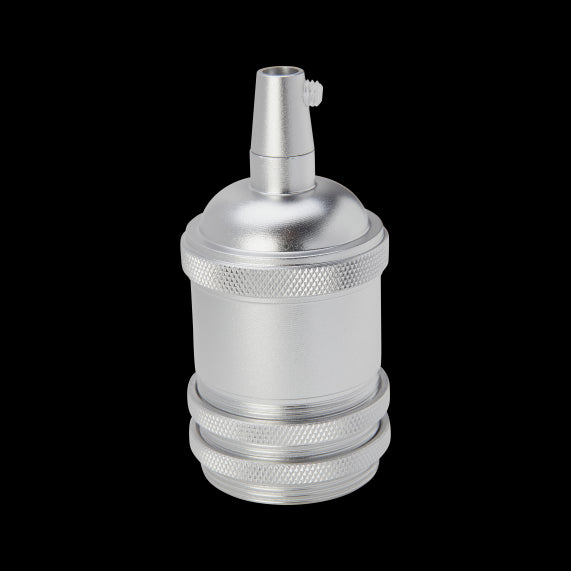 Douille Acier E27 Filetée avec Bague Argent