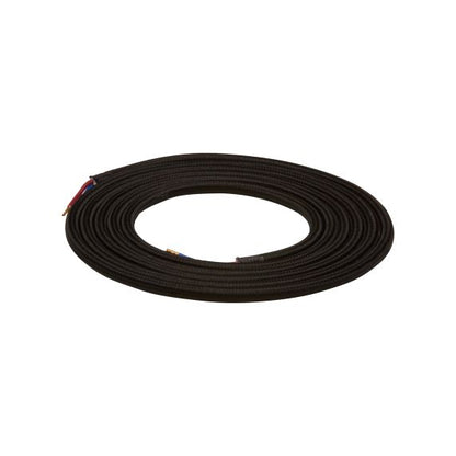 Câble Textile Rond 2x0,75mm2 Double Isolation Noir 2 Mètres