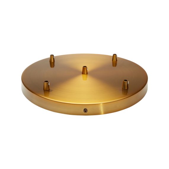 Plafonnier Acier D.300mm Rétro Or 5 Sorties + Arrêts Pour Câbles D.6mm