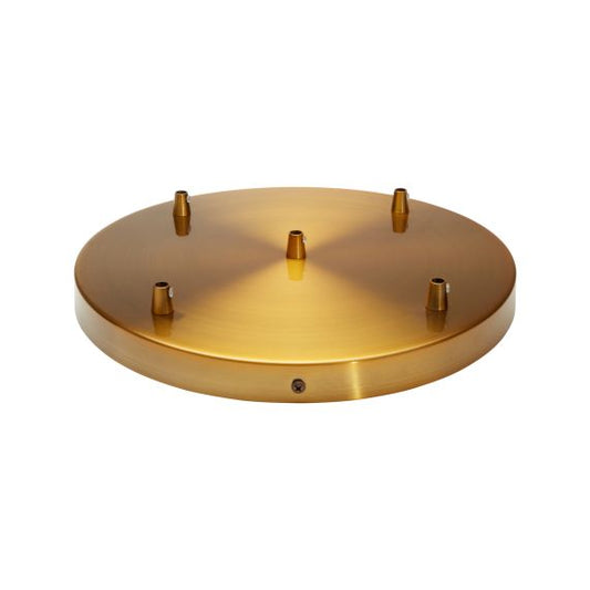 Plafonnier Acier D.300mm Rétro Or 5 Sorties + Arrêts Pour Câbles D.6mm