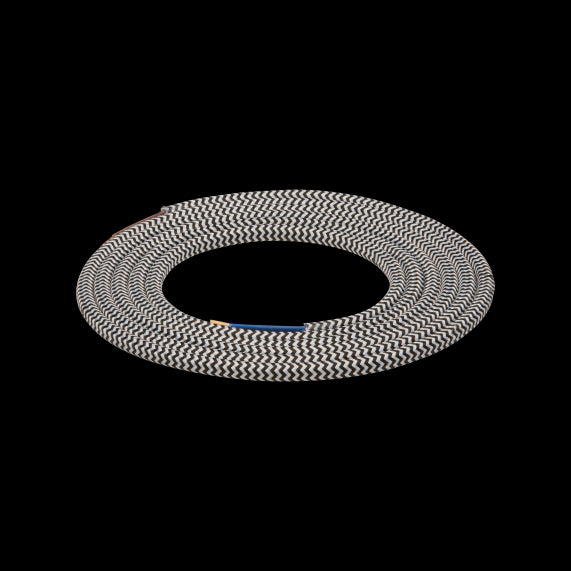 Câble Textile Rond 2x0,75mm2 Double Isolation Noir et Blanc 2 Mètres