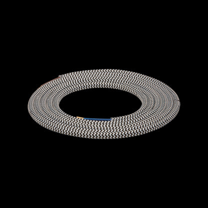 Câble Textile Rond 2x0,75mm2 Double Isolation Noir et Blanc 2 Mètres