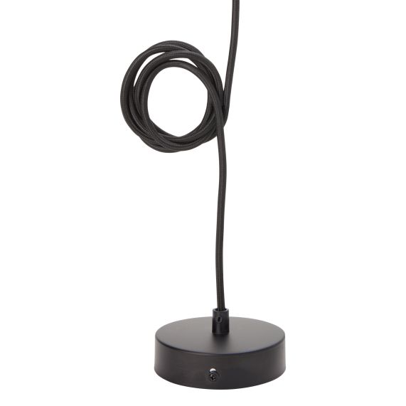 Pack Suspension Béton Gris+Câble 2M Text.+Pavillon Acier Noir 187557 + Big bulb LED Filament Spiral Globe G200 6W Amb.Dim 716627