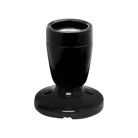 Douille E27 Céramique Sur Patère Noire