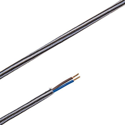 Câble Textile Rond 2x0,75mm2 Double Isolation Noir Blanc 2 Mètres