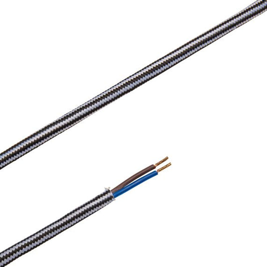 Câble Textile Rond 2x0,75mm2 Double Isolation Noir Blanc 2 Mètres