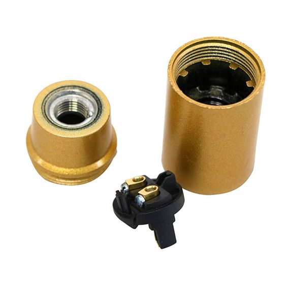 Douille démontée E12 à chemise lisse or culot H. 21 mm