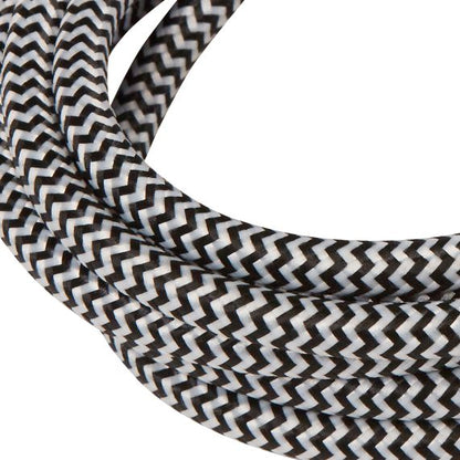 Câble Textile Rond 2x0,75mm2 Double Isolation Noir et Blanc 2 Mètres