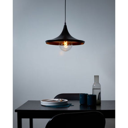 FS EL Suspension E27 abat-jour métal Noir extérieur / Doré Intérieur cable PVC L.100cm