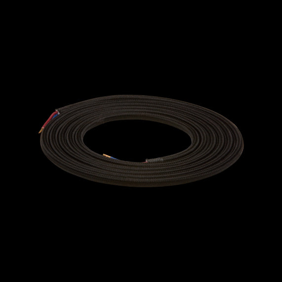 Câble Textile Rond 2x0,75mm2 Double Isolation Noir 2 Mètres