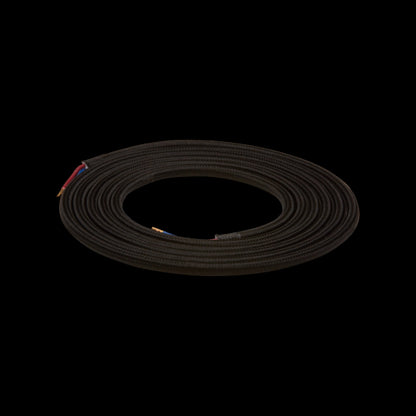 Câble Textile Rond 2x0,75mm2 Double Isolation Noir 2 Mètres