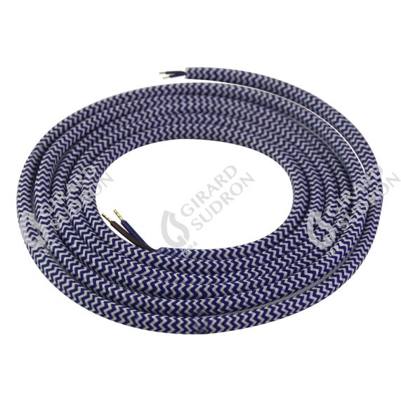 Câble électrique textile rond bleu 2x0,75mm L2M