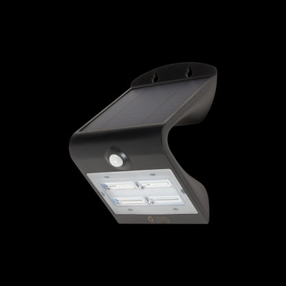 BUTTERFLY - Projecteur solaire LED noir détecteur présence IP65 4000K 3,2W 400lm